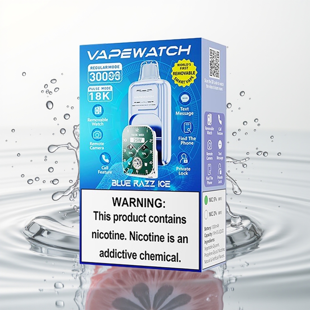 JNR VapeWatch 30000 Puffs 19mL 5% Dual Mesh Coil Blauwe Razz Ijs Type-C