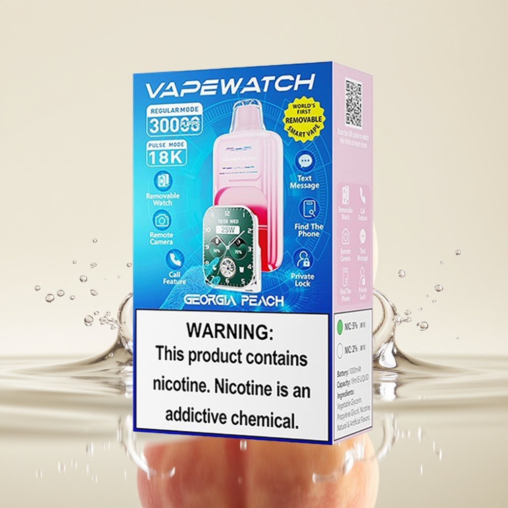JNR VapeWatch 30000 Puffs 19mL 5% Dual Mesh Coil Type-C Georgische Perzik