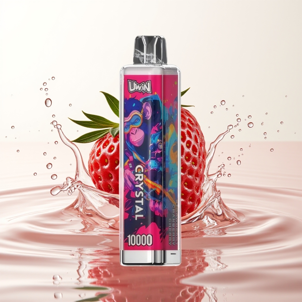 UWIN Crystal 10000 Puffs 18ml Aardbei Cranberry Kers RGB 0.8 Ohm Mesh