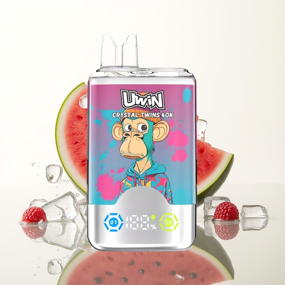 UWIN Crystal Twins 40000 Puffs Double Flavor Watermeloen IJs Gemengde Bessen Mesh 0.6Ohm