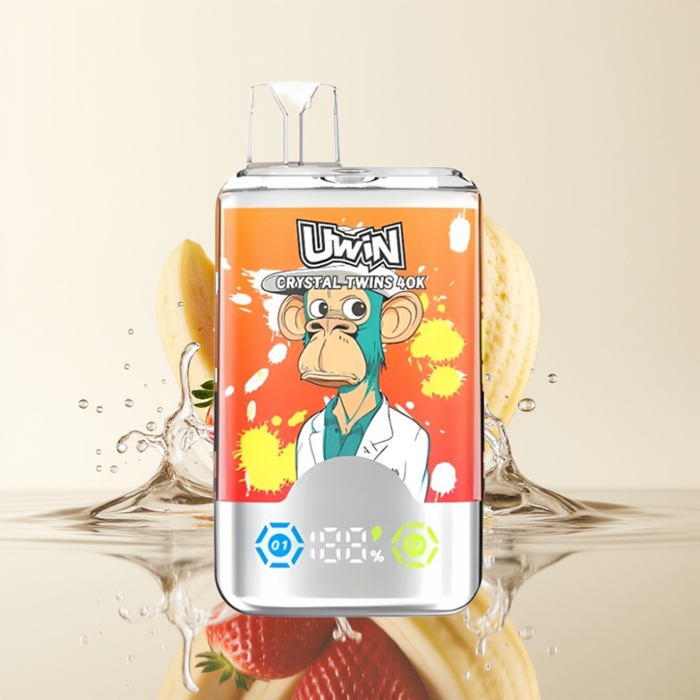 UWIN Crystal Twins 40000 Puffs Dubbele Smaak Aardbei Banaan 32ml Type-C