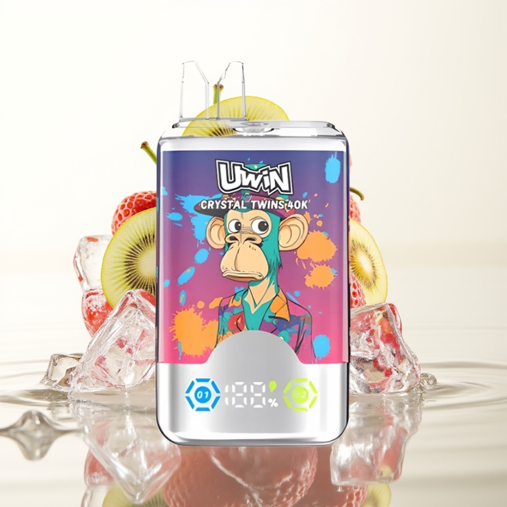 UWIN Crystal Twins 40000 Puffs Dubbele Smaak Aardbei Kiwi Druif IJs 32ml Type-C