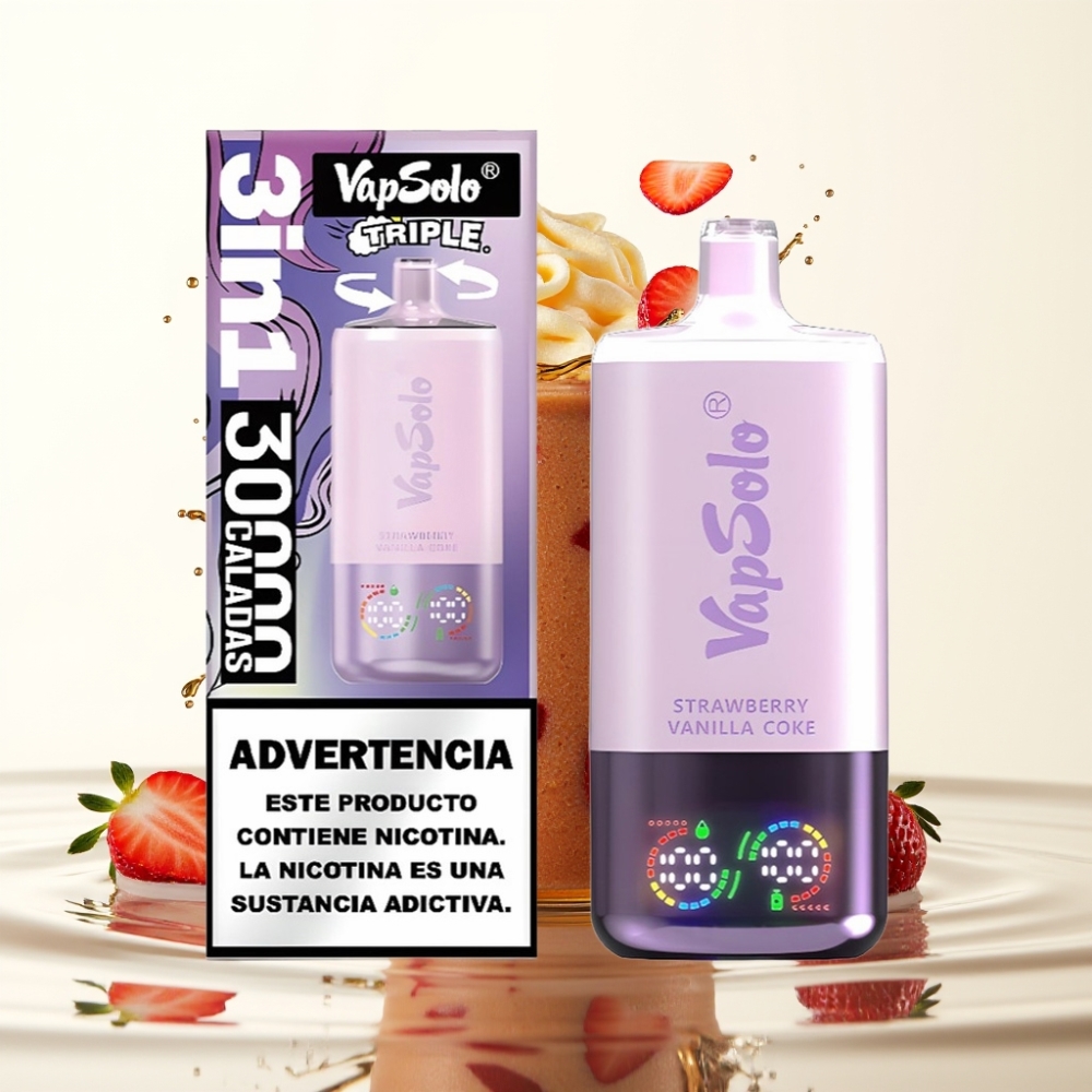 VapSolo Triple 30000 Puffs 40ml Aardbei Vanille Cola Type-C