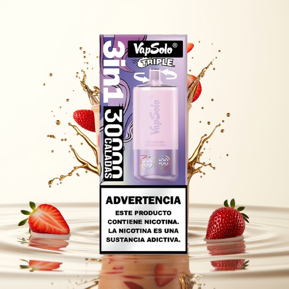 VapSolo Triple 30000 Puffs 40ml Aardbei Vanille Cola Type-C