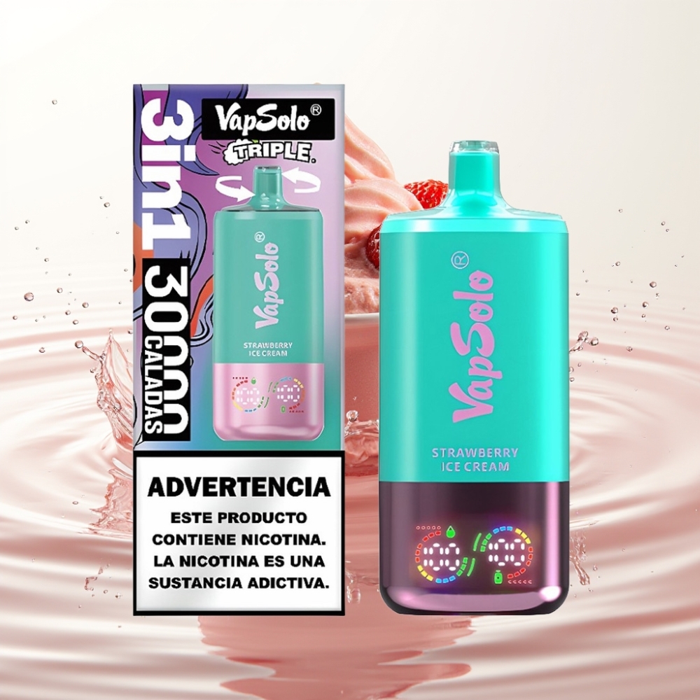 VapSolo Triple 30000 Puffs 40ml Aardbeienijs Wegwerp Vape Type-C