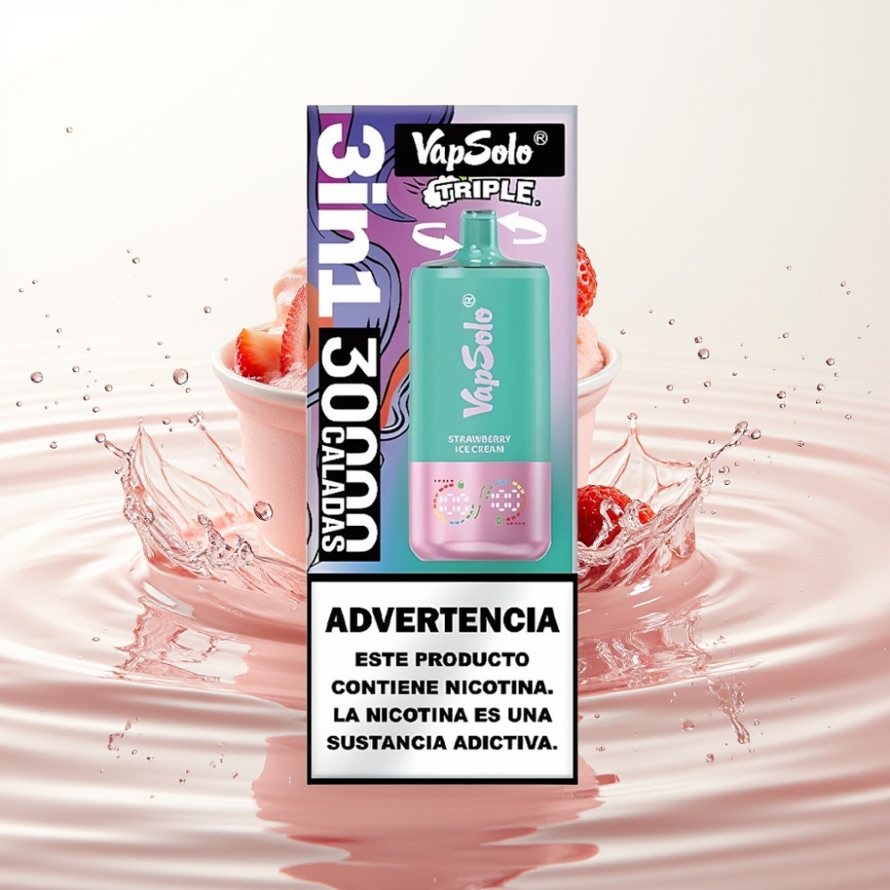 VapSolo Triple 30000 Puffs 40ml Aardbeienijs Wegwerp Vape Type-C