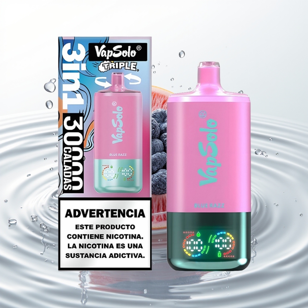 VapSolo Triple 30000 Puffs 40ml Type-C Blauwe Framboos