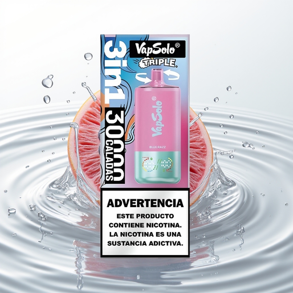 VapSolo Triple 30000 Puffs 40ml Type-C Blauwe Framboos