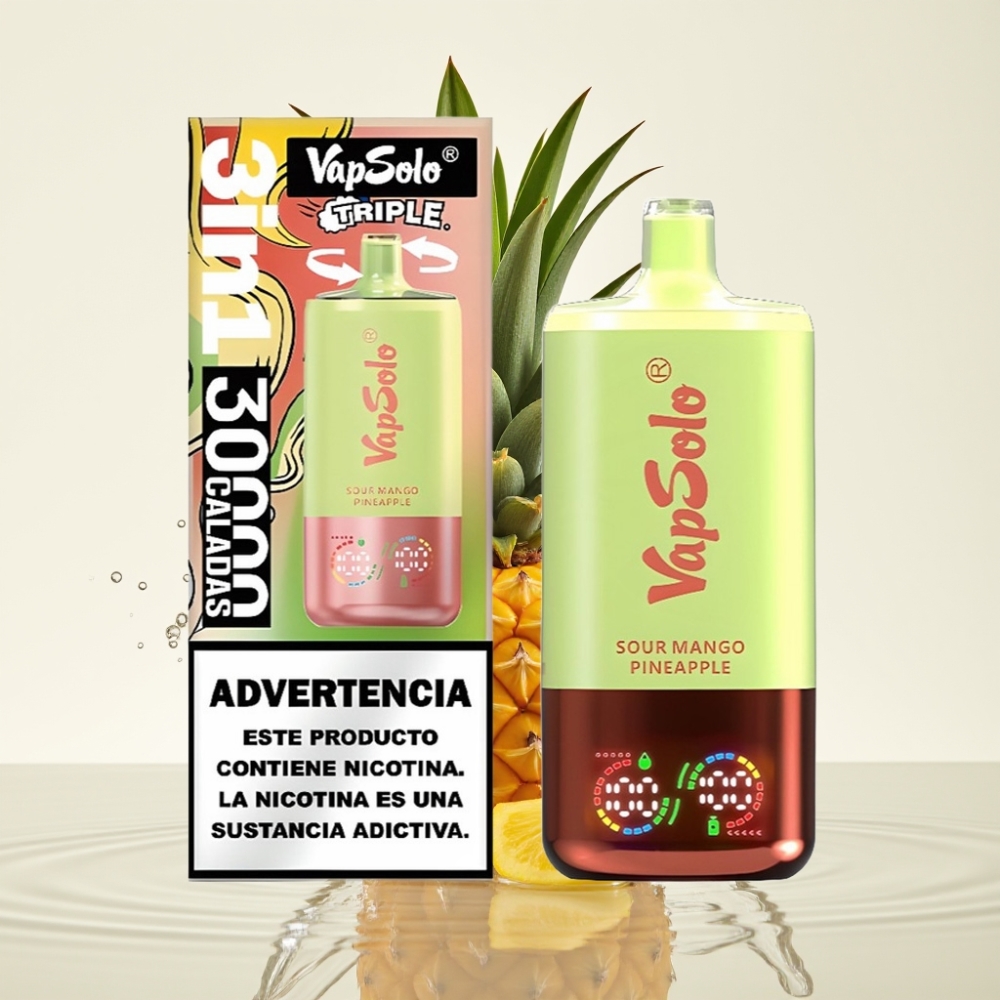 VapSolo Triple 30000 Puffs 40ml Zure Mango Ananas Type-C