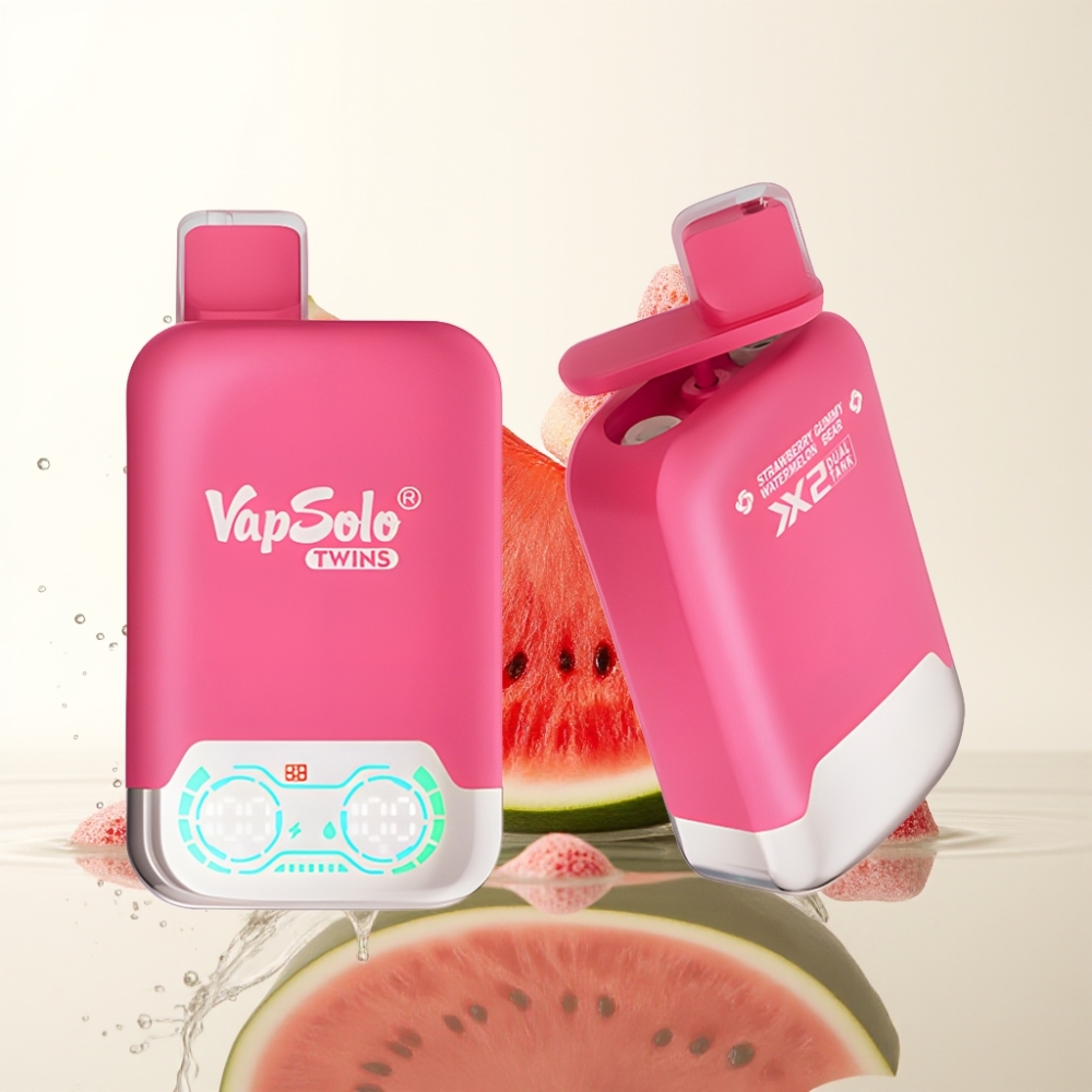 Vapsolo Twins 20000 Puffs 40ml Double Tank Type-C Aardbei Watermeloen & Gummy Beer