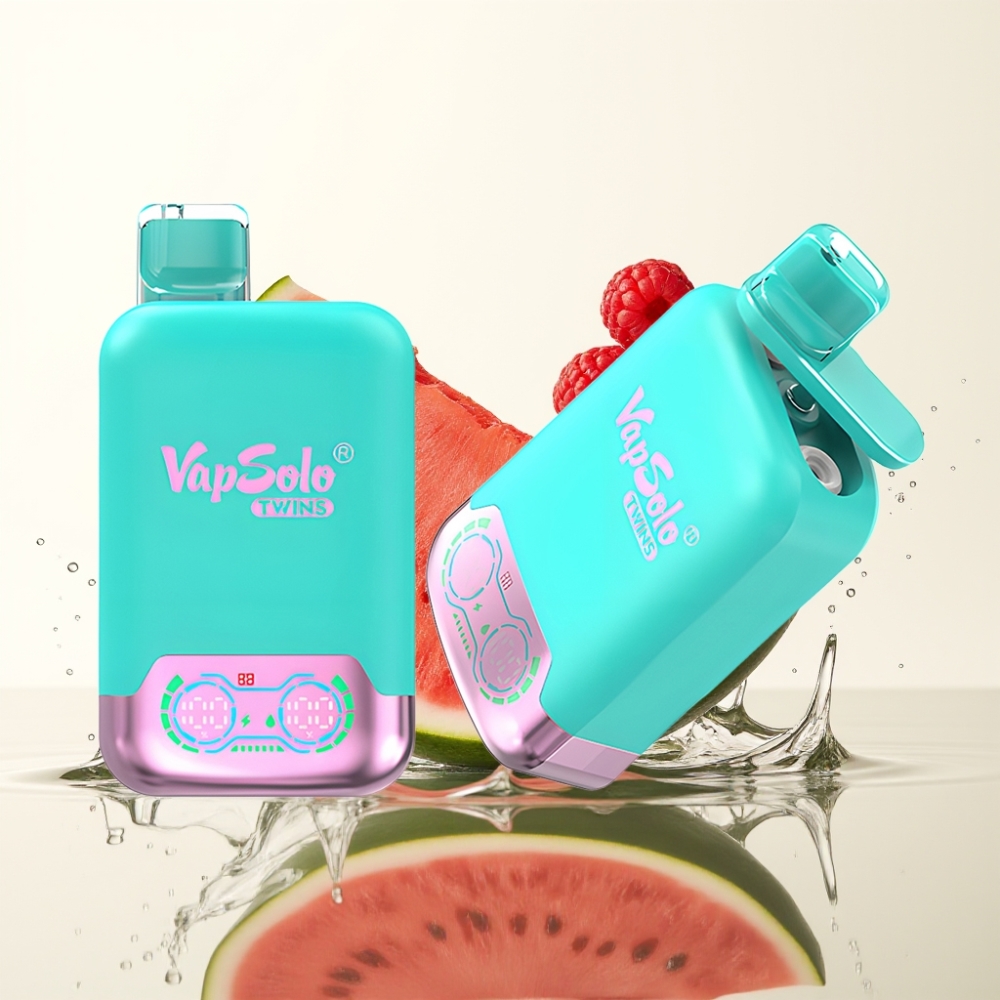 Vapsolo Twins 20000 Puffs 40ml Dubbel Tank Type-C Drievoudige Meloen & Framboos Watermeloen