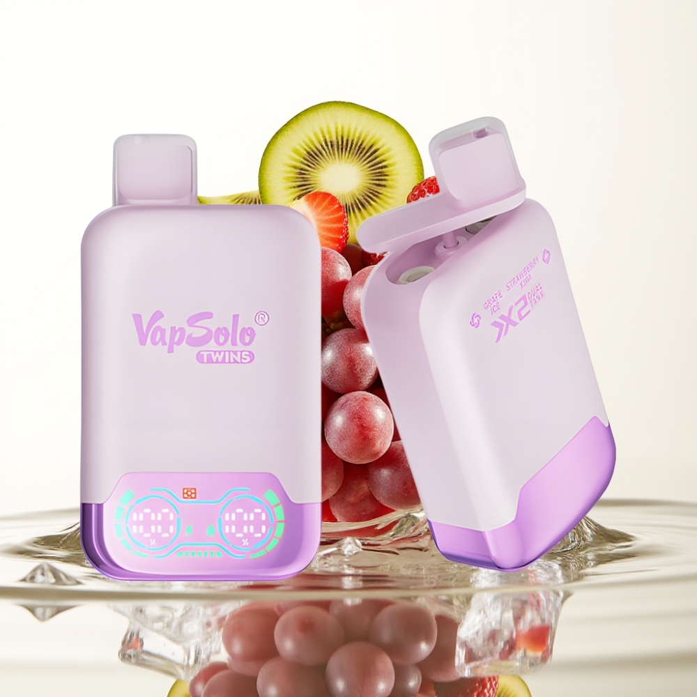 Vapsolo Twins 20000 Puffs 40ml Grape Ice & Strawberry Kiwi Type-C Dual Tank