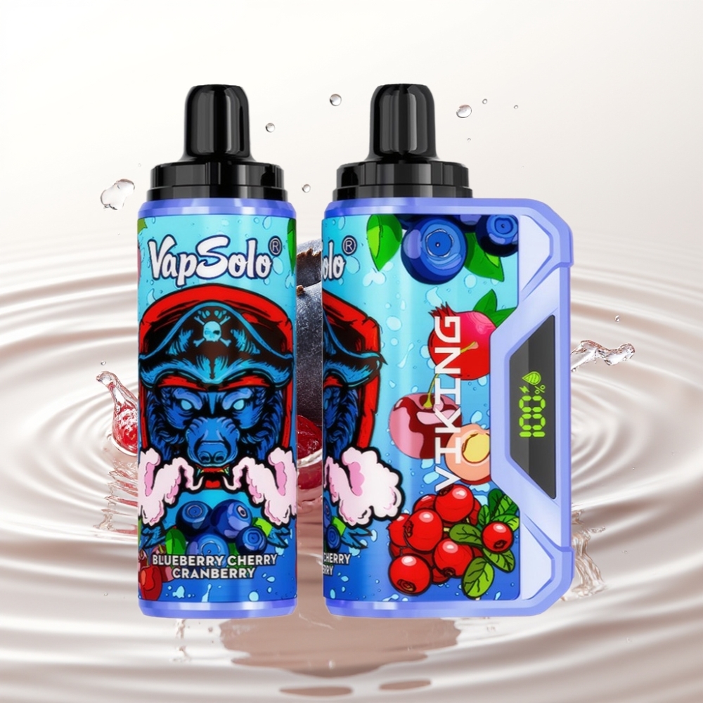 VapSolo VIKING 12000 Puffs 22ml Blauwe Bes Kers Cranberry Type-C LED Display