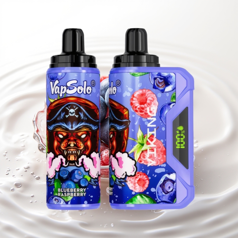 VapSolo VIKING 12000 Puffs 22ml Blauwe Framboos Wegwerp Vape Type-C LED