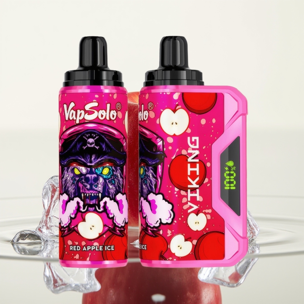 VapSolo VIKING 12000 Puffs 22ml Rode Appel IJs Wegwerp Vape met Type-C & LED