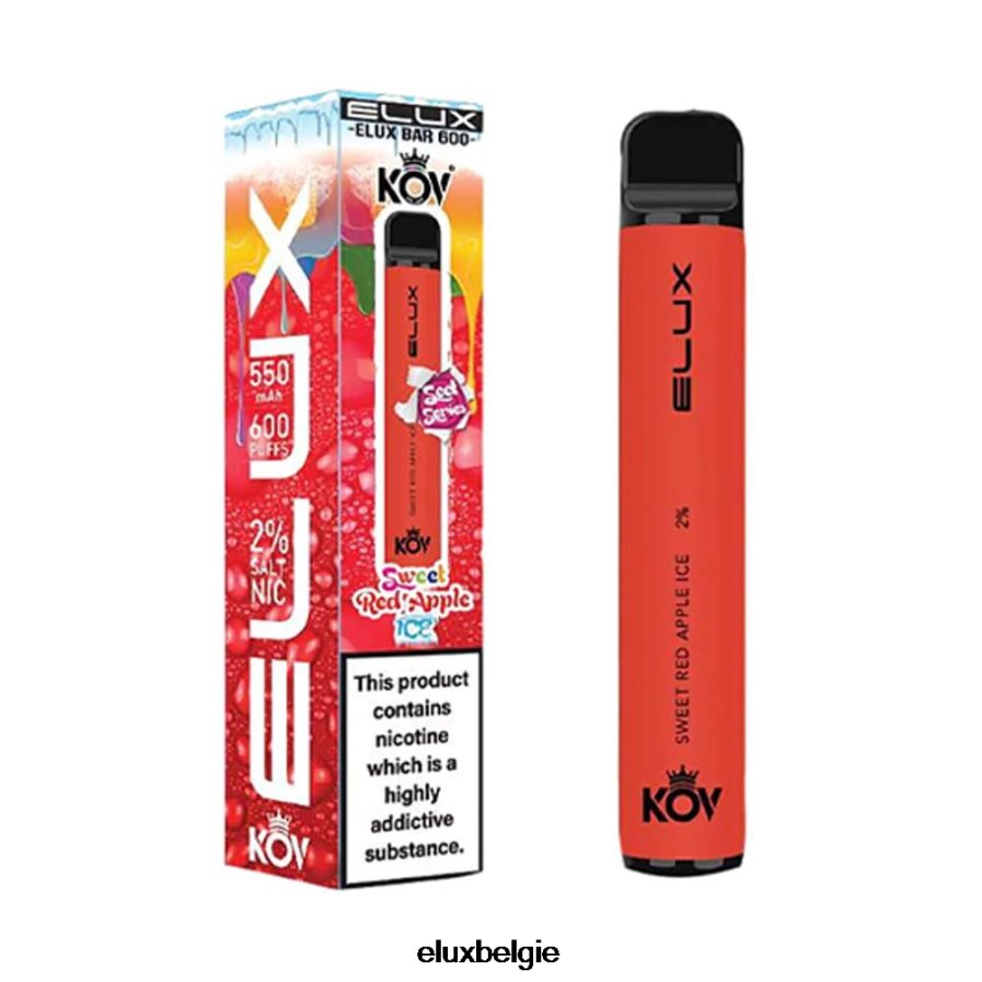 Elux Bar wegwerpvape uit de zoete serie - Elux Belgium zoet rood appelijs B6X0NT11